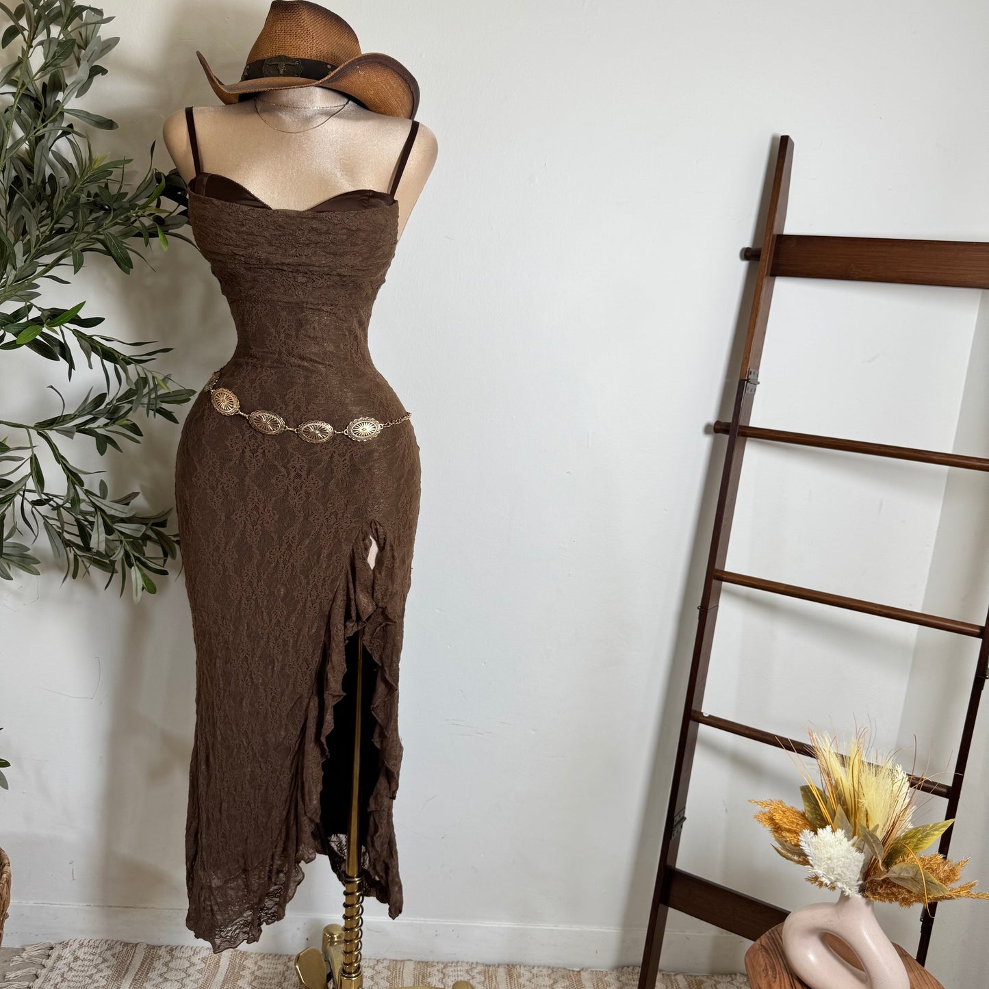 Mismaloya Dress-Lace Brown