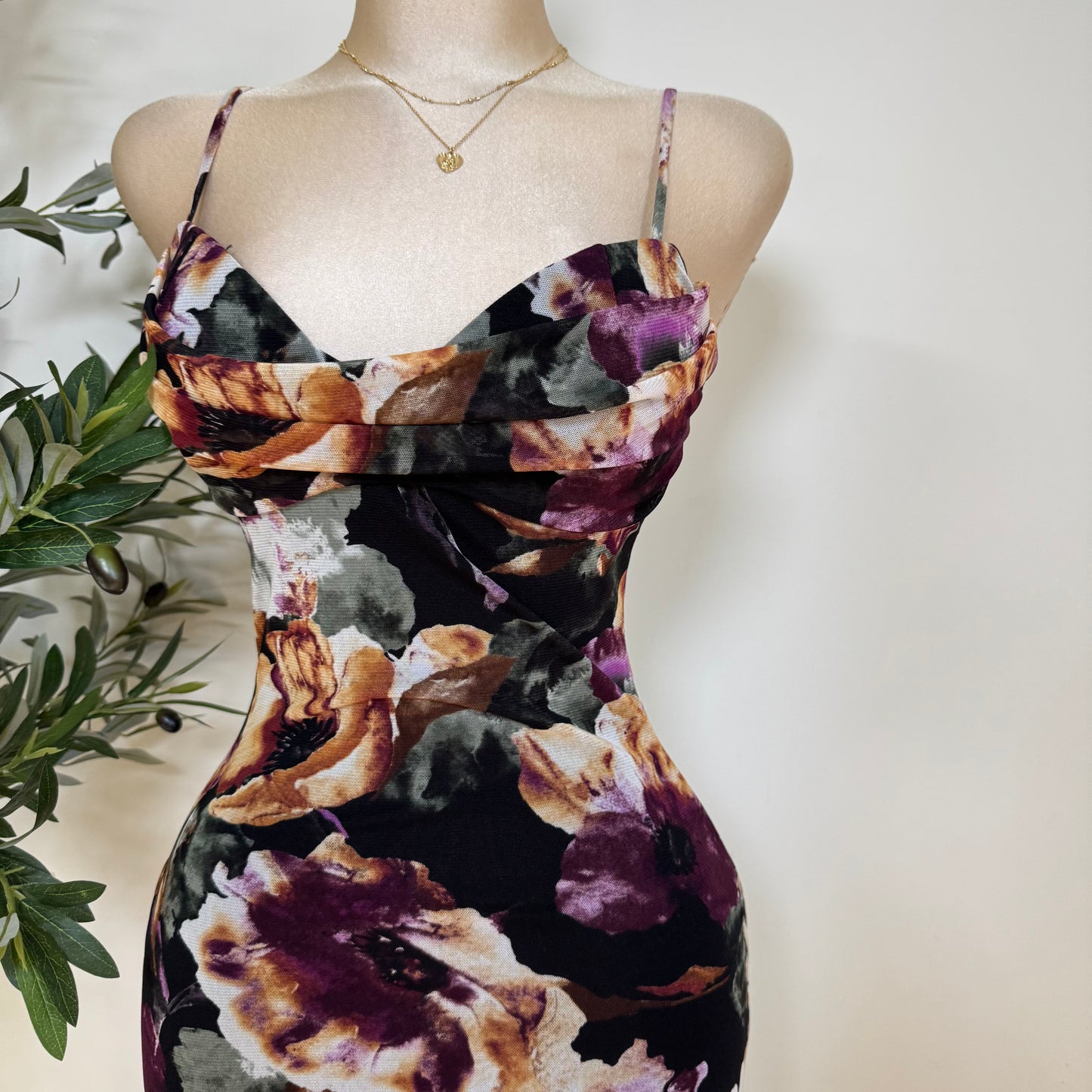 Karil Mesh Dress-Purple Print Mesh