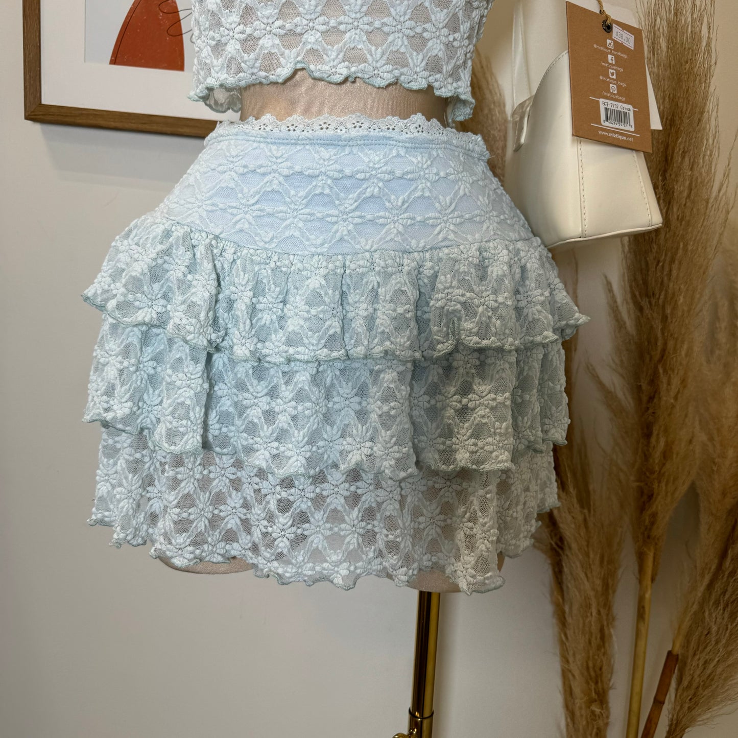 Bonita Lace Flare Skirt Set-baby Blue