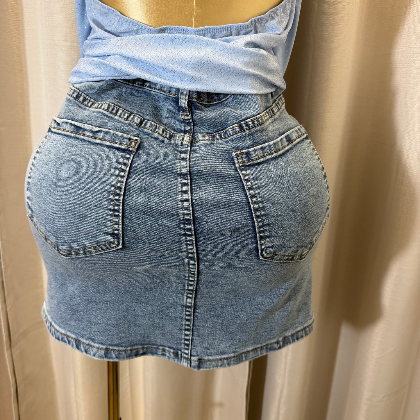 PL-Halter Cowl glitter Top-blue