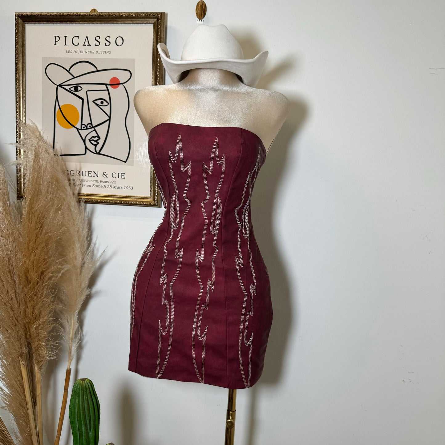 Taymara Corset Dress-Burgundy
