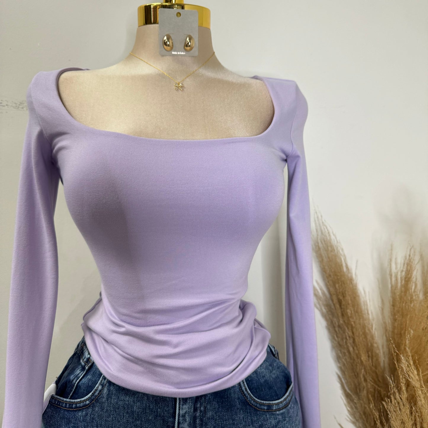 Double Layered & Soft Material Long Sleeve-Lilac