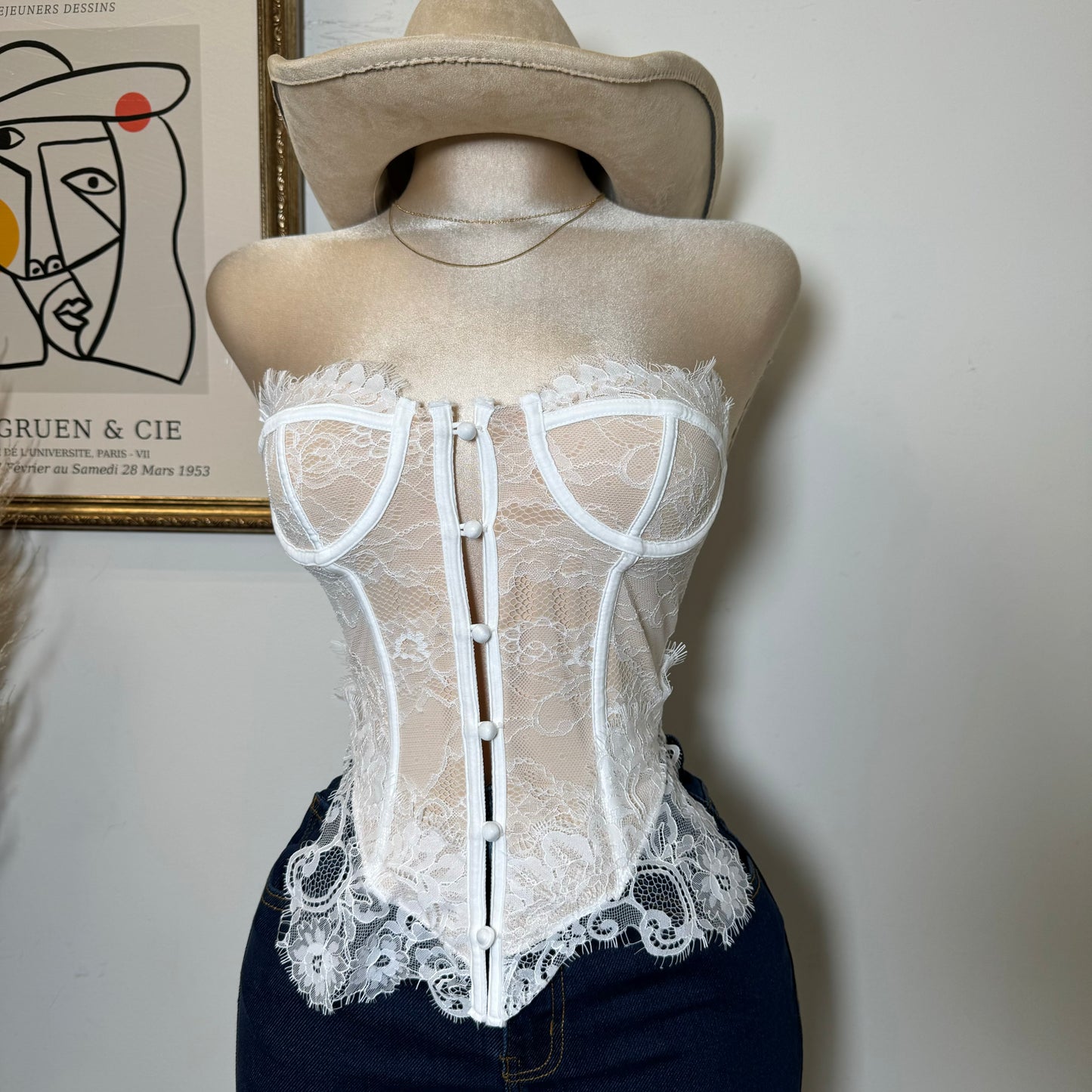 Lace Corset Top-White