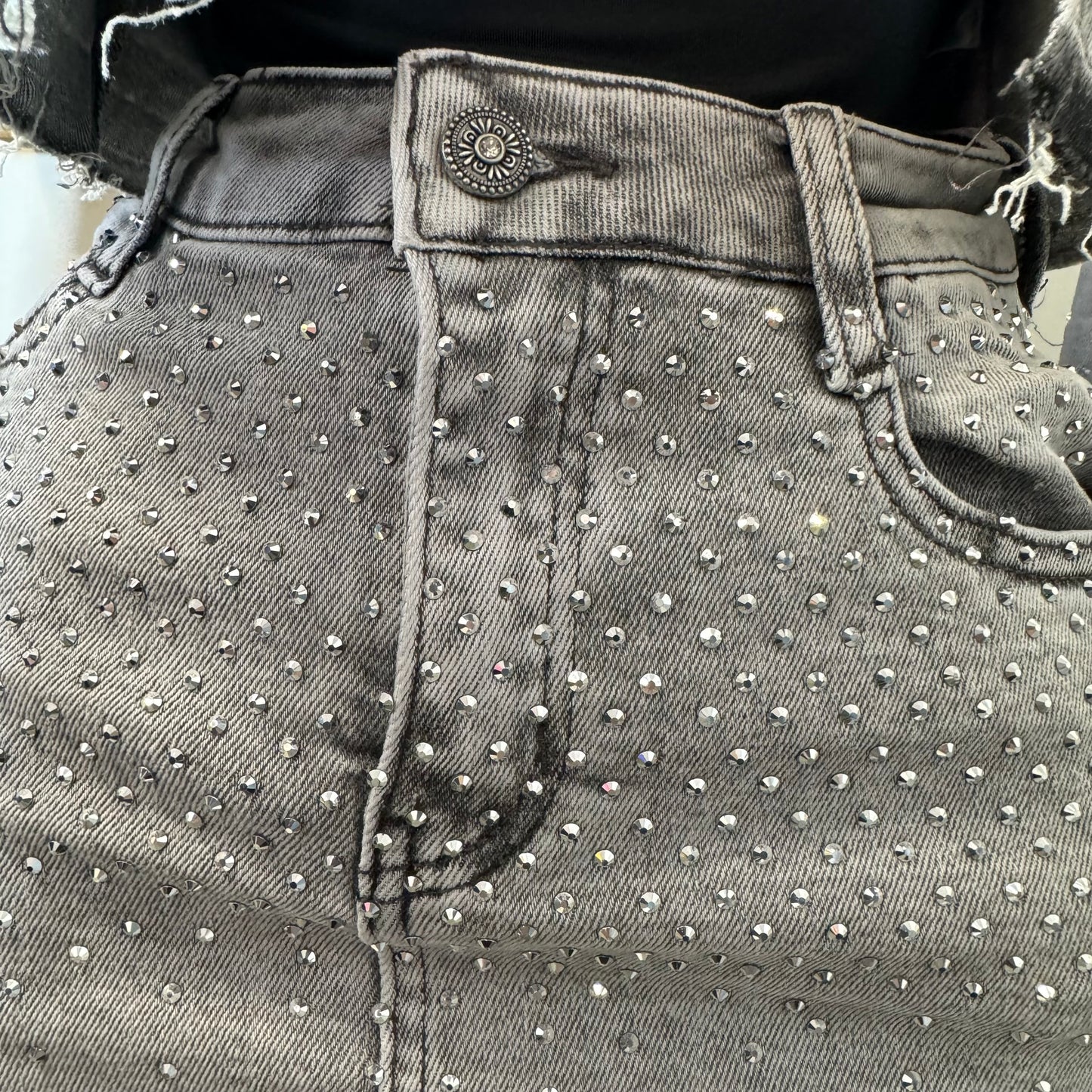 All Rhinestone Skirt -Gray