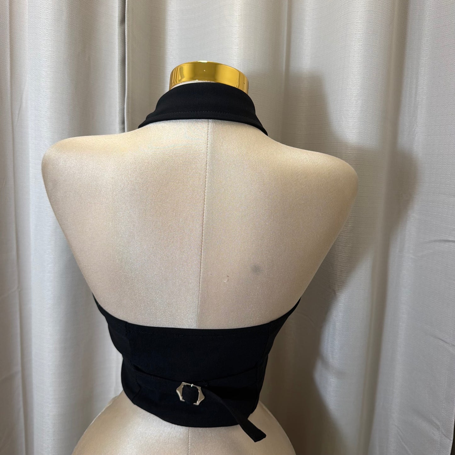 Mexico Contrast tie Halter Top-Black