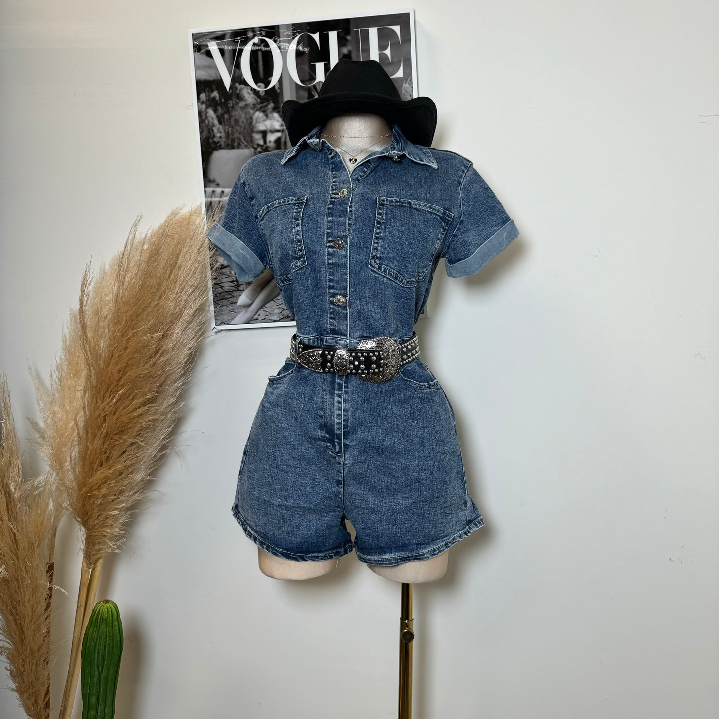 Denim Romper-Blue