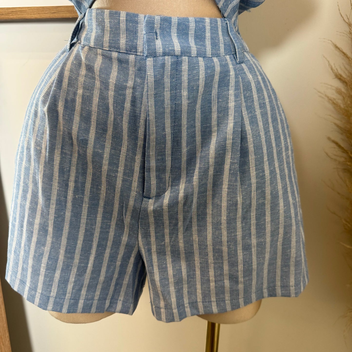 DTF Linen Short Set-Blue