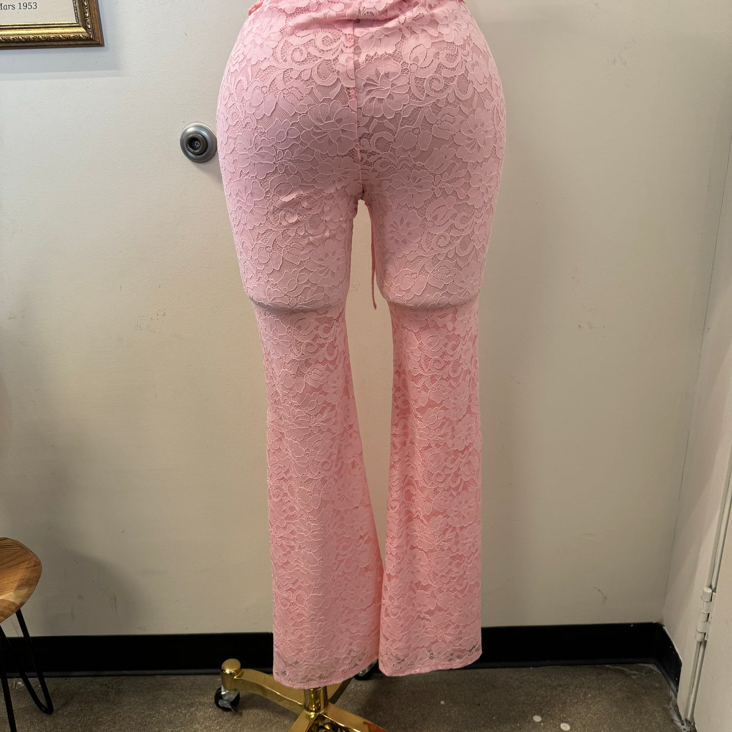 Sexy Lace Pant Set-Pink