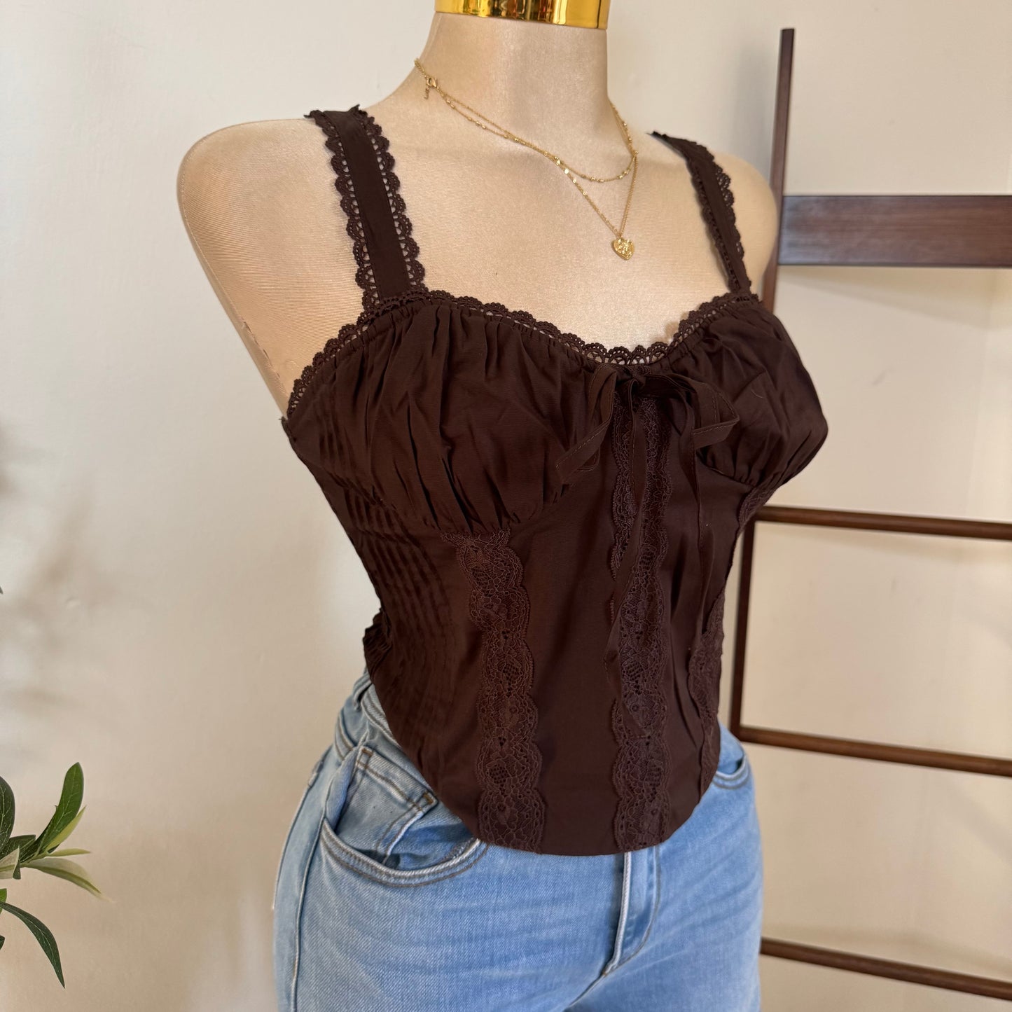 Picnic Corset Top-Brown