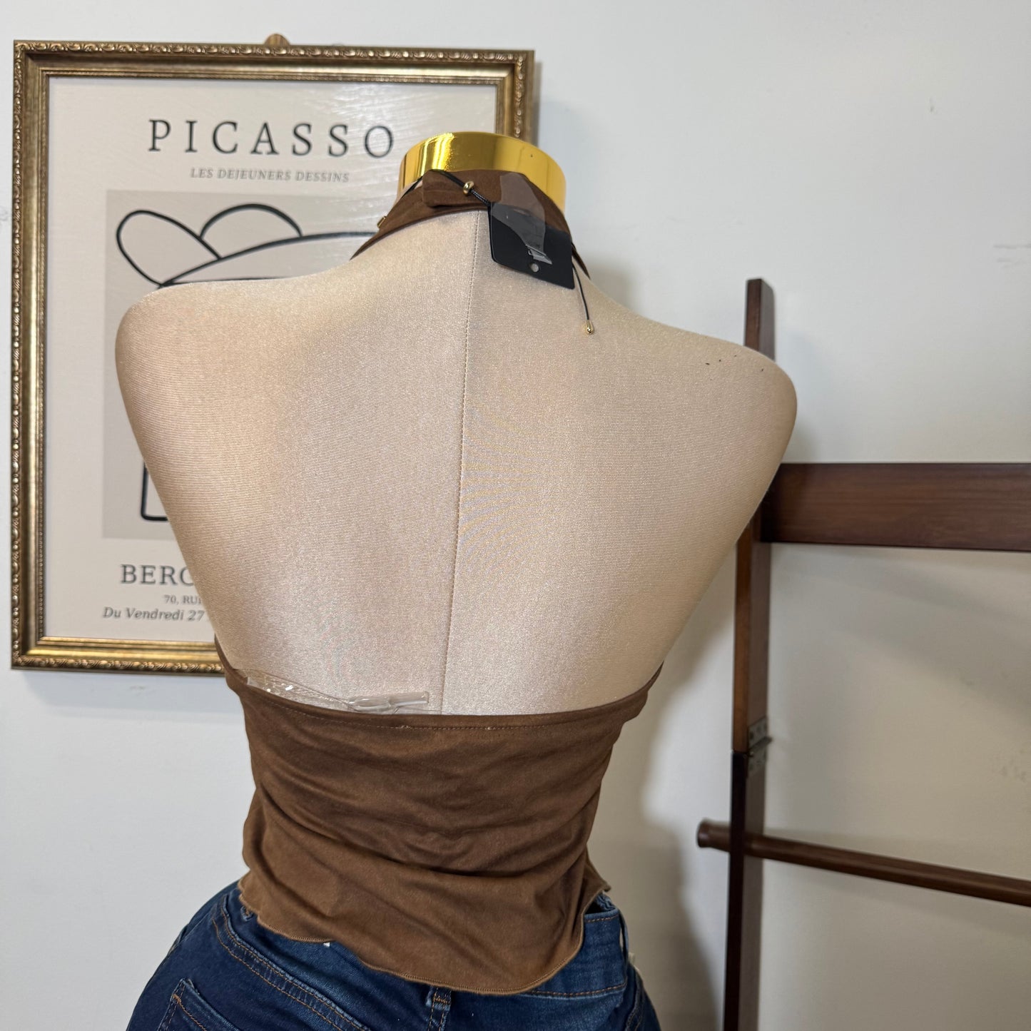 Halter Suede Self Tie-Brown