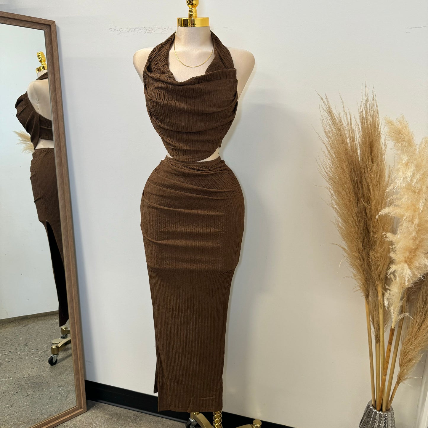 Coco Two piece Set-BROWN is
