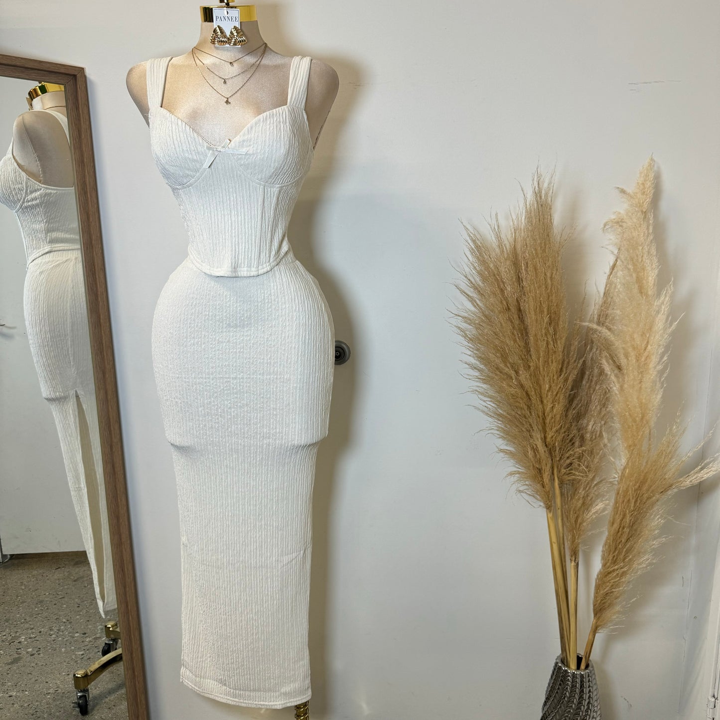 Cancun Corset Skirt Two Piece -White