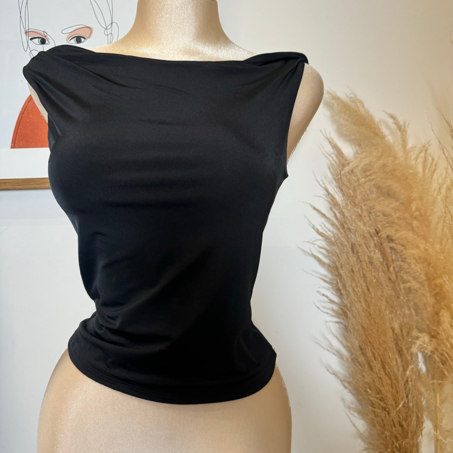 Asymmetrical Double Layered Top-Black