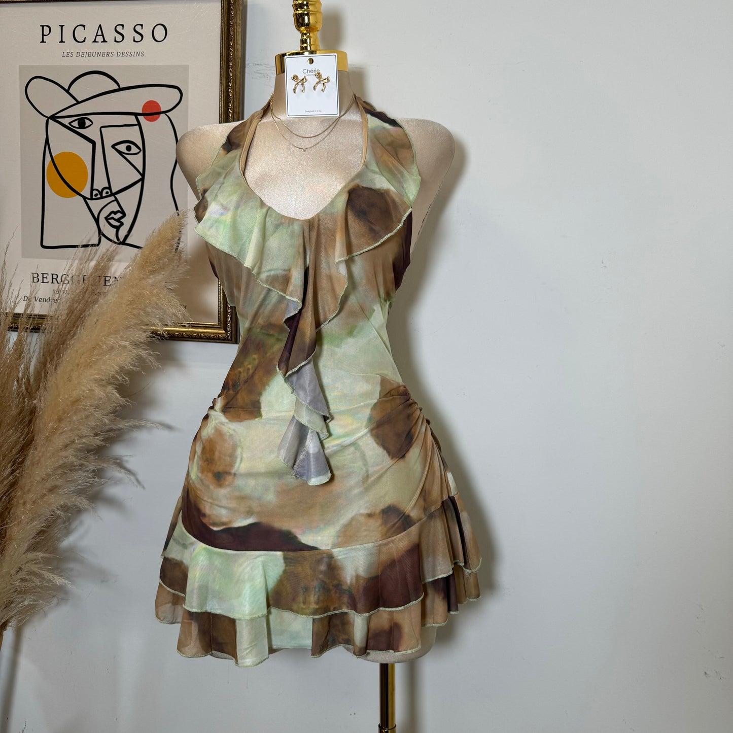 Amy  Halter Dress-Green
