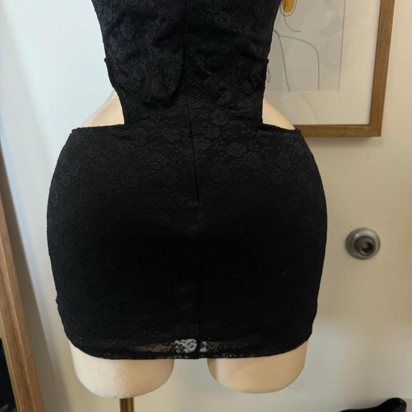 Luna Lace Corset Mini Dress-Black