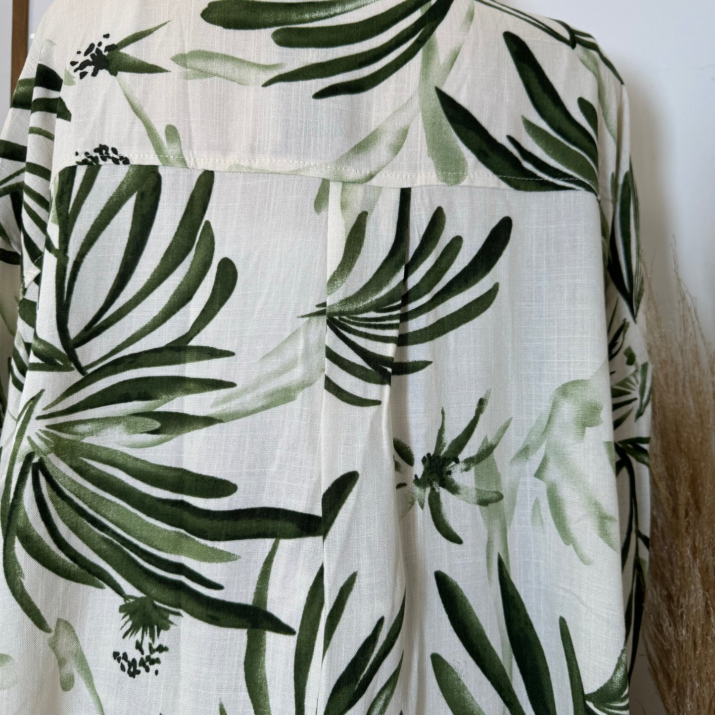 Palm Linen Pant Set-Green/white