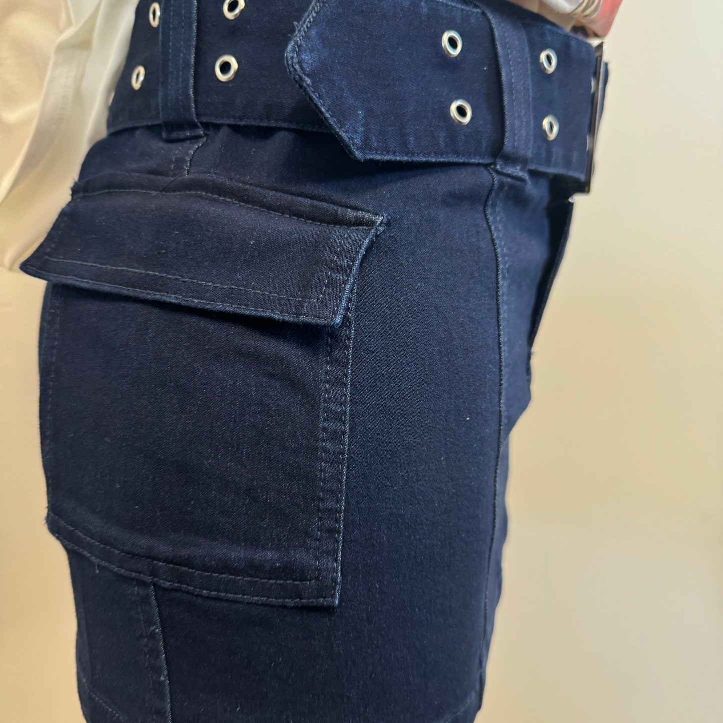 Alicia Cargo Denim Skirt-Indigo