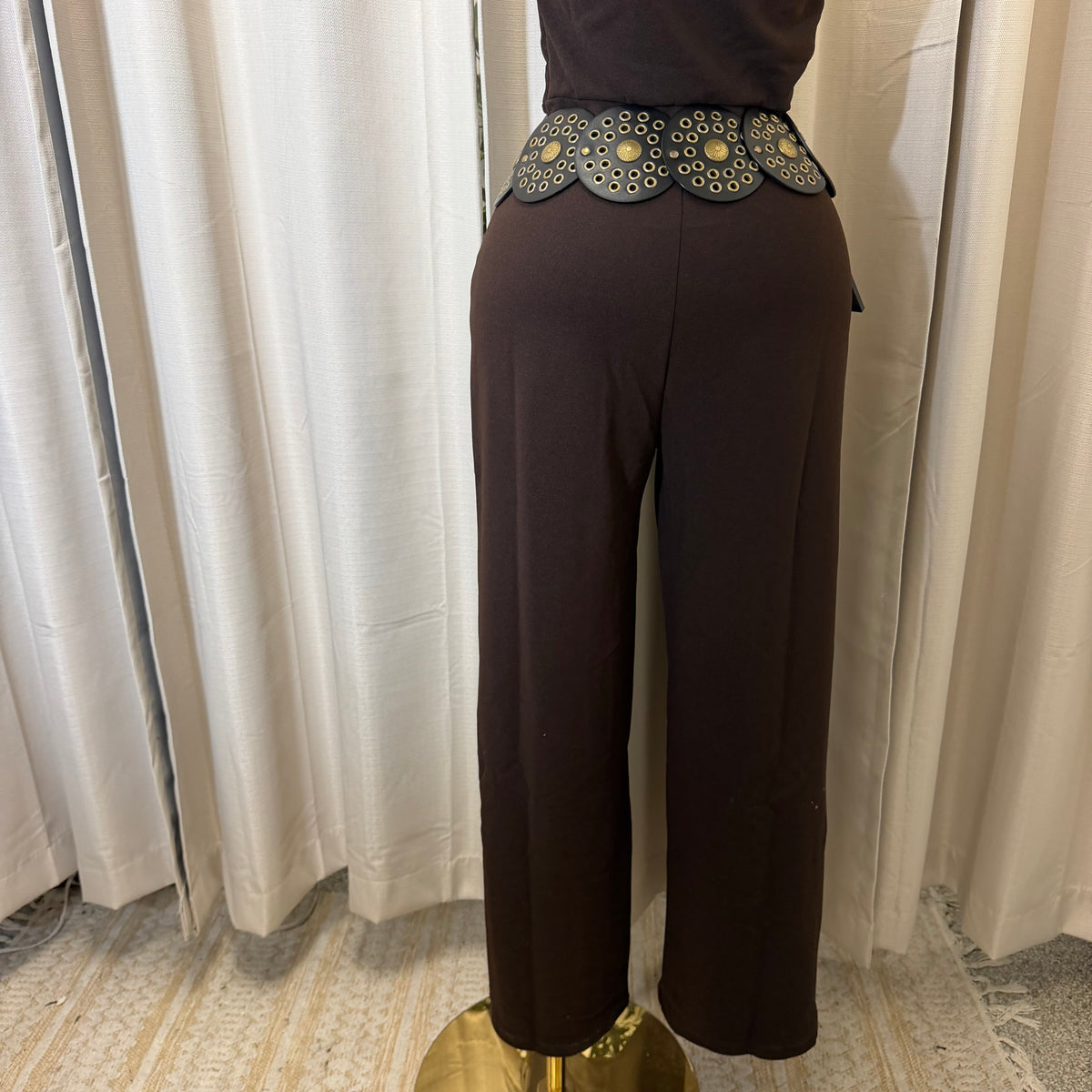 One shoulder Jumpsuit-dark Brown