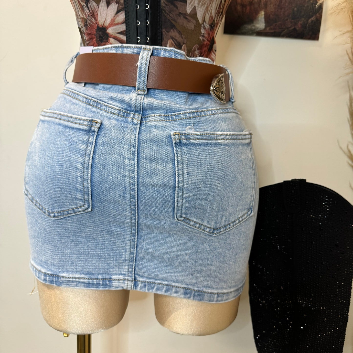 Snow Wash Mini Skirt -Lt Blue
