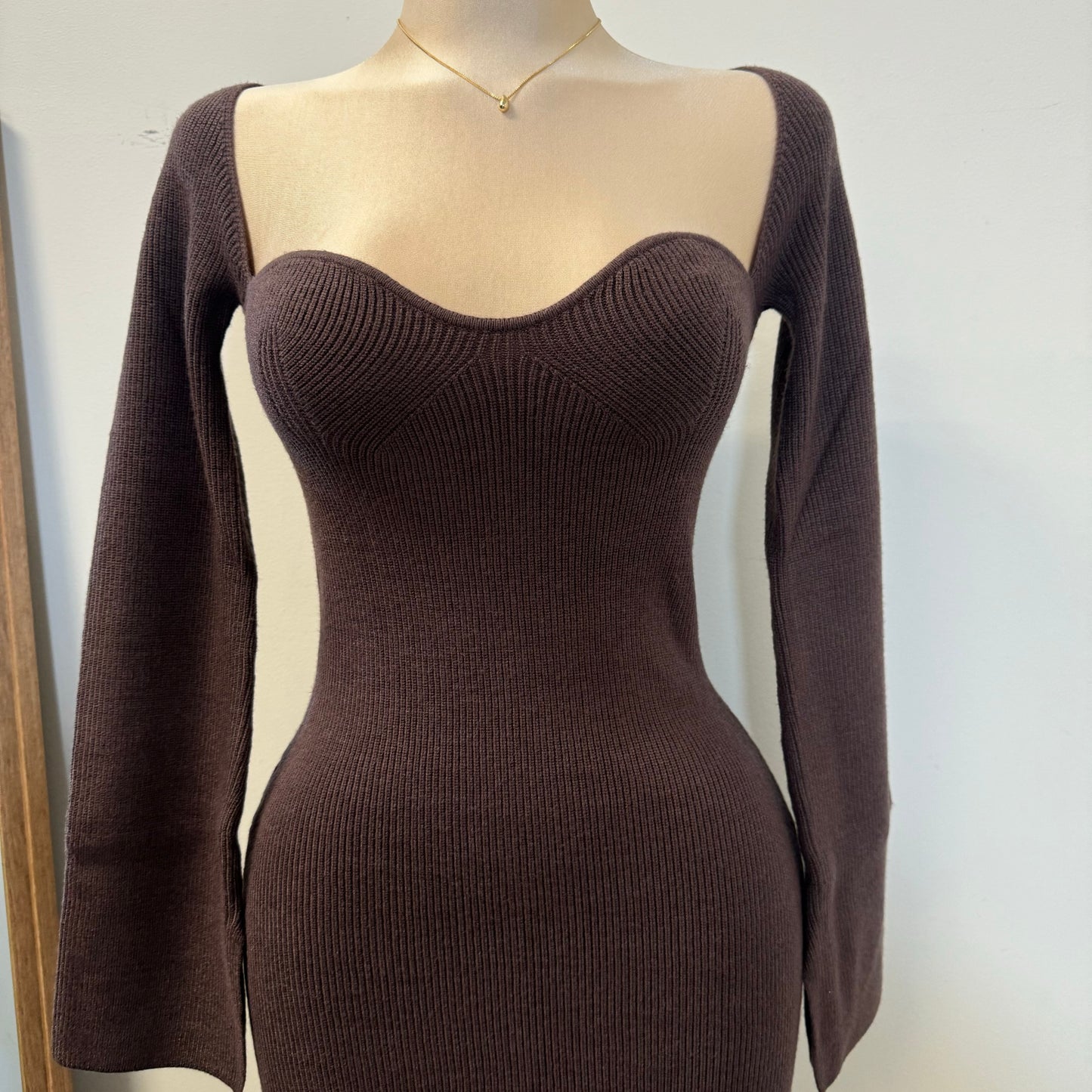 Jovana Sweater Dress-Brown
