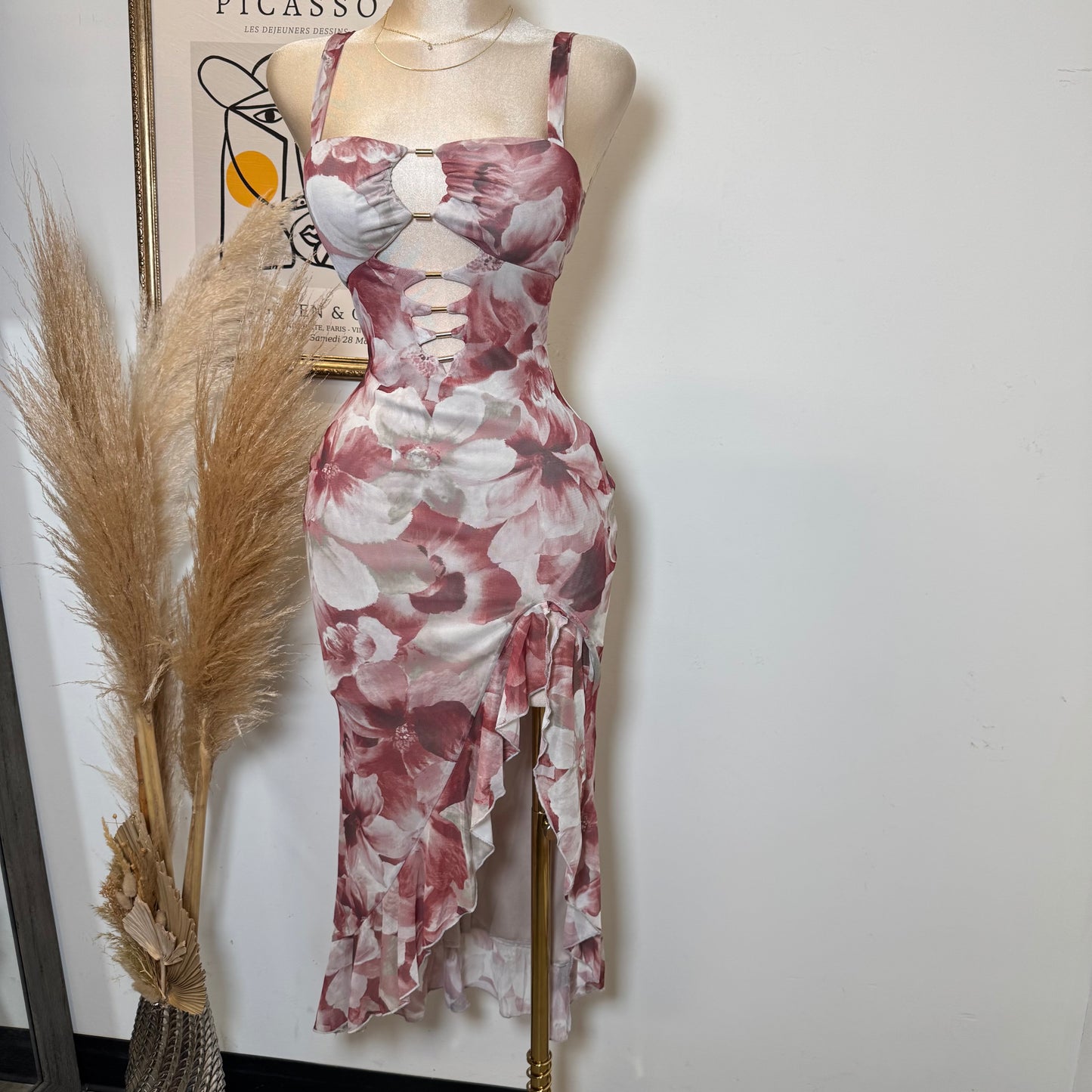 Karol Dress-Red/Beige