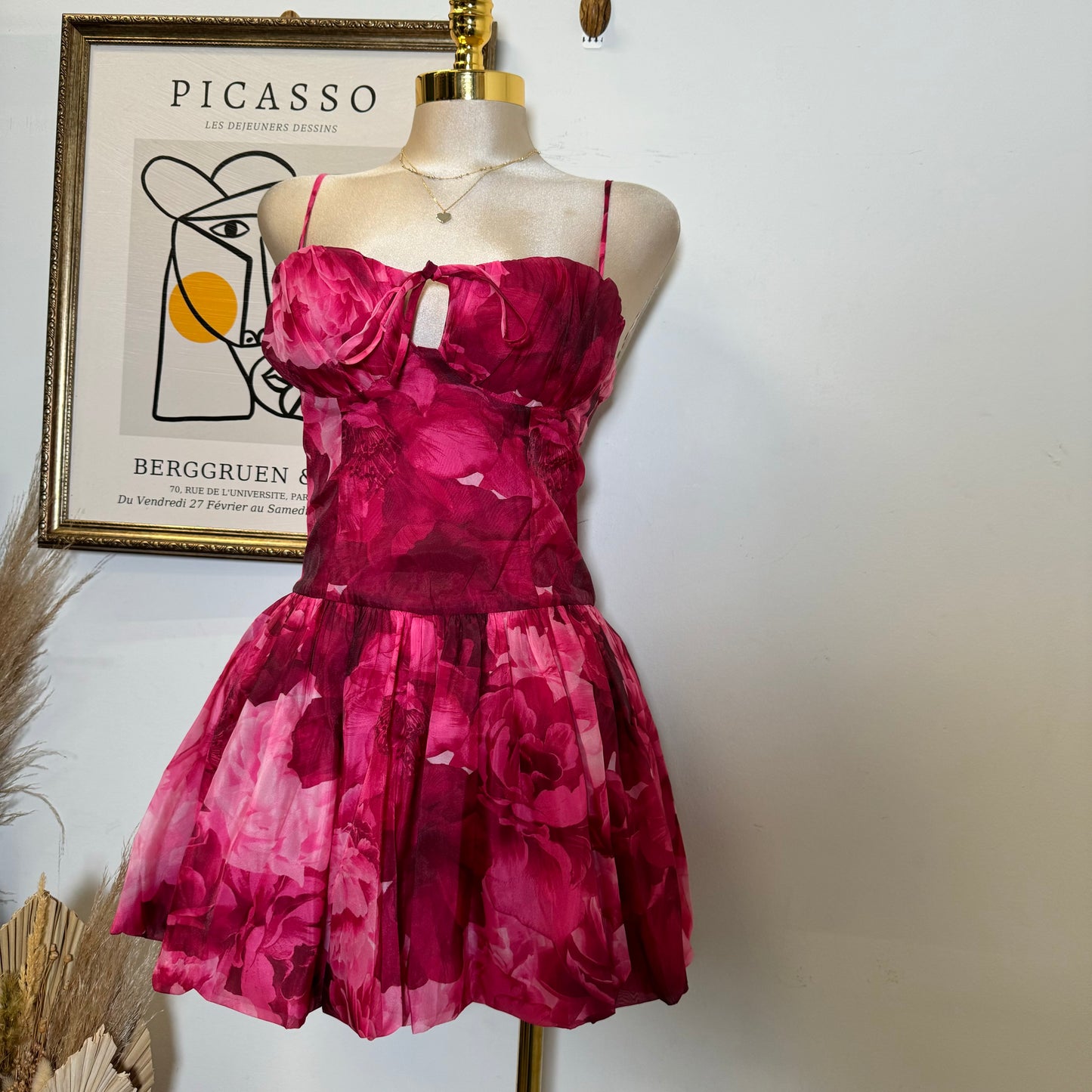 Rose Bubble Dress-Hot Pink