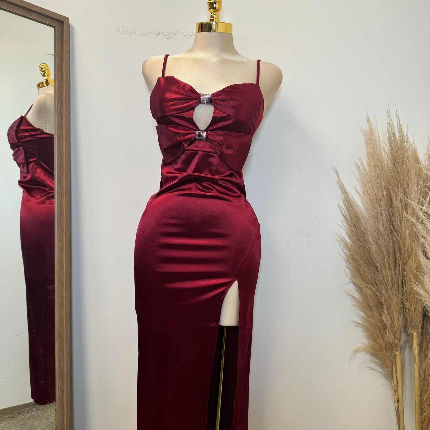 Holiday Satin Dress-Ruby