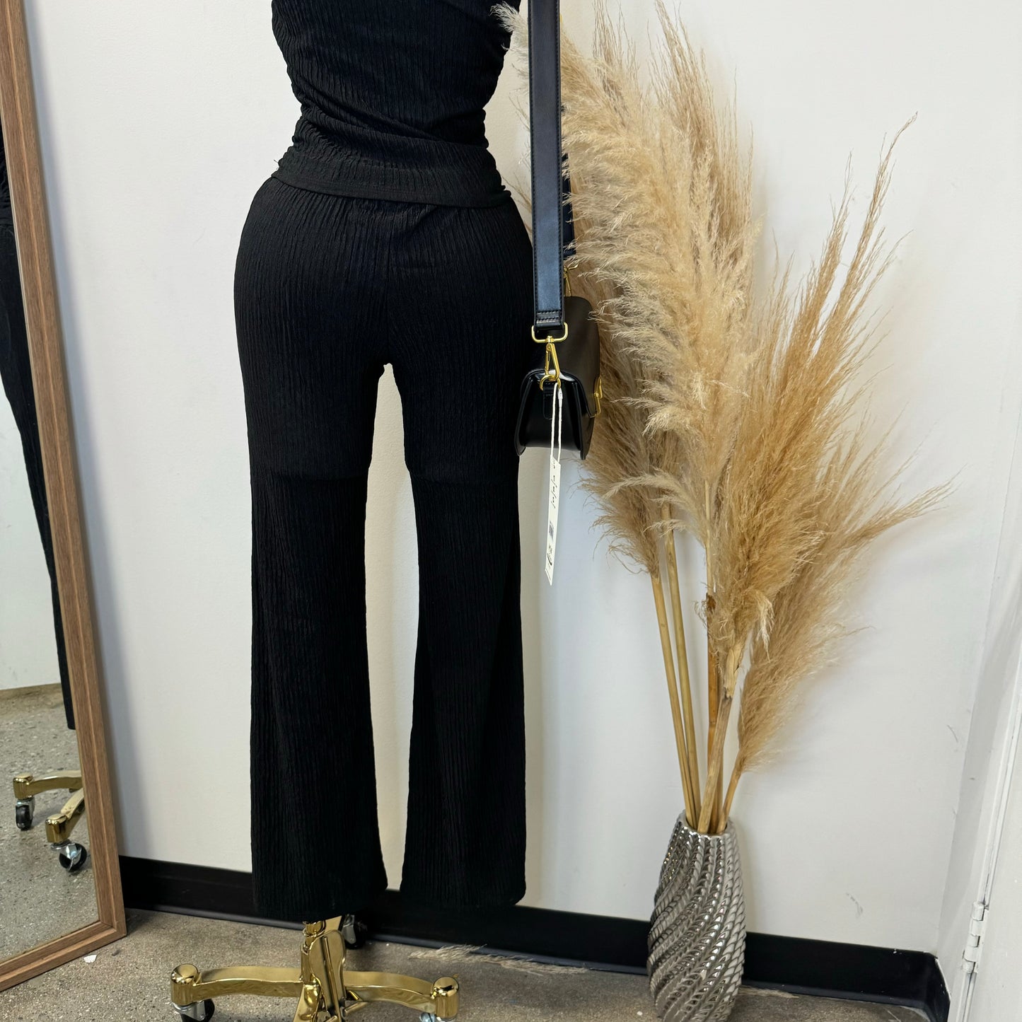 Alizia Two Piece Pant Set-Black