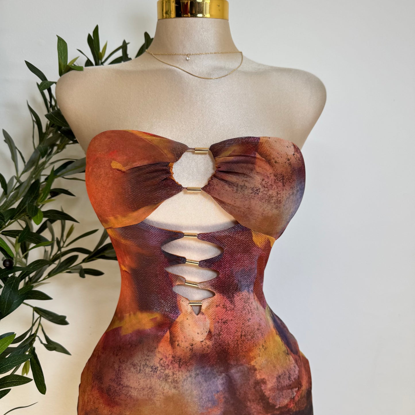 Karol Strapless Dress-Multi Orange