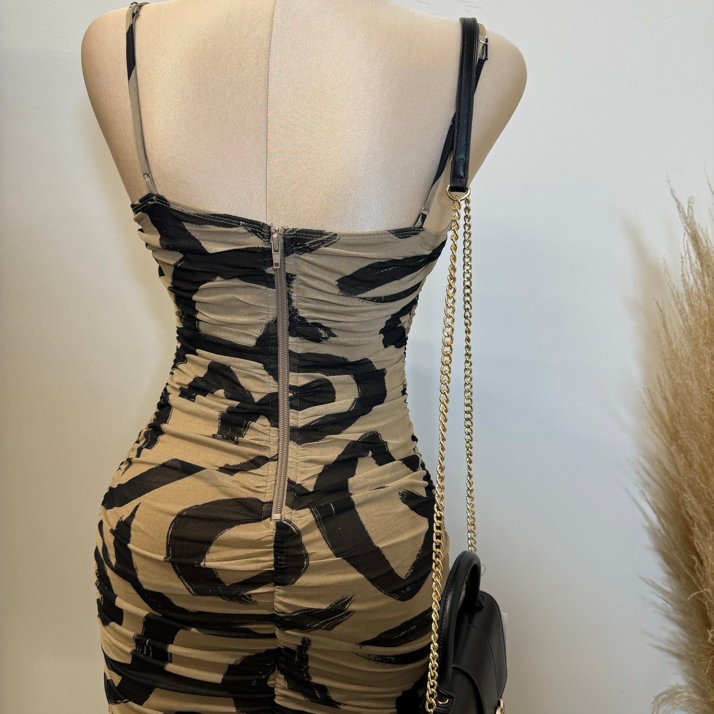 Janice Midi Dress-Khaki/Black