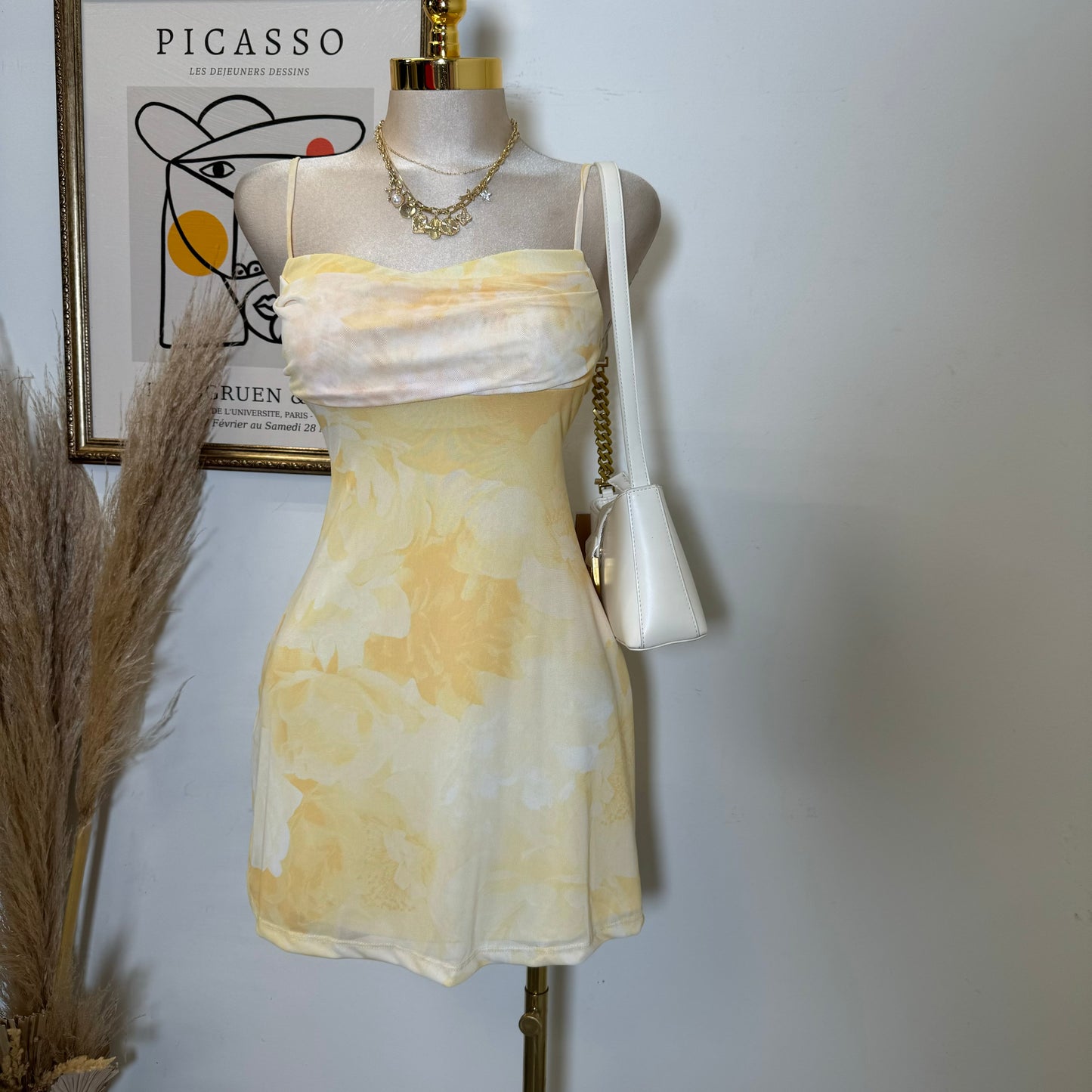 Solecito Mesh Dress-Yellow
