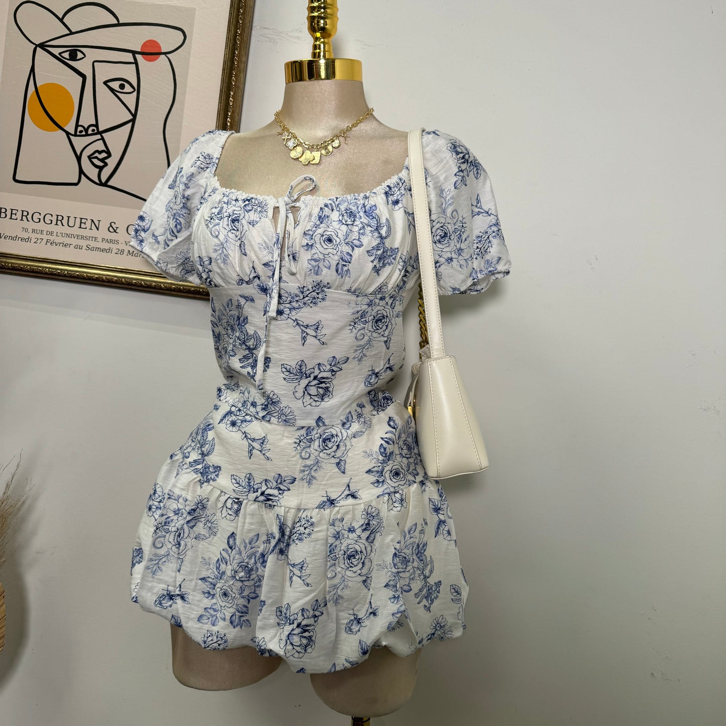 Cielito Skirt Set-White/Blue