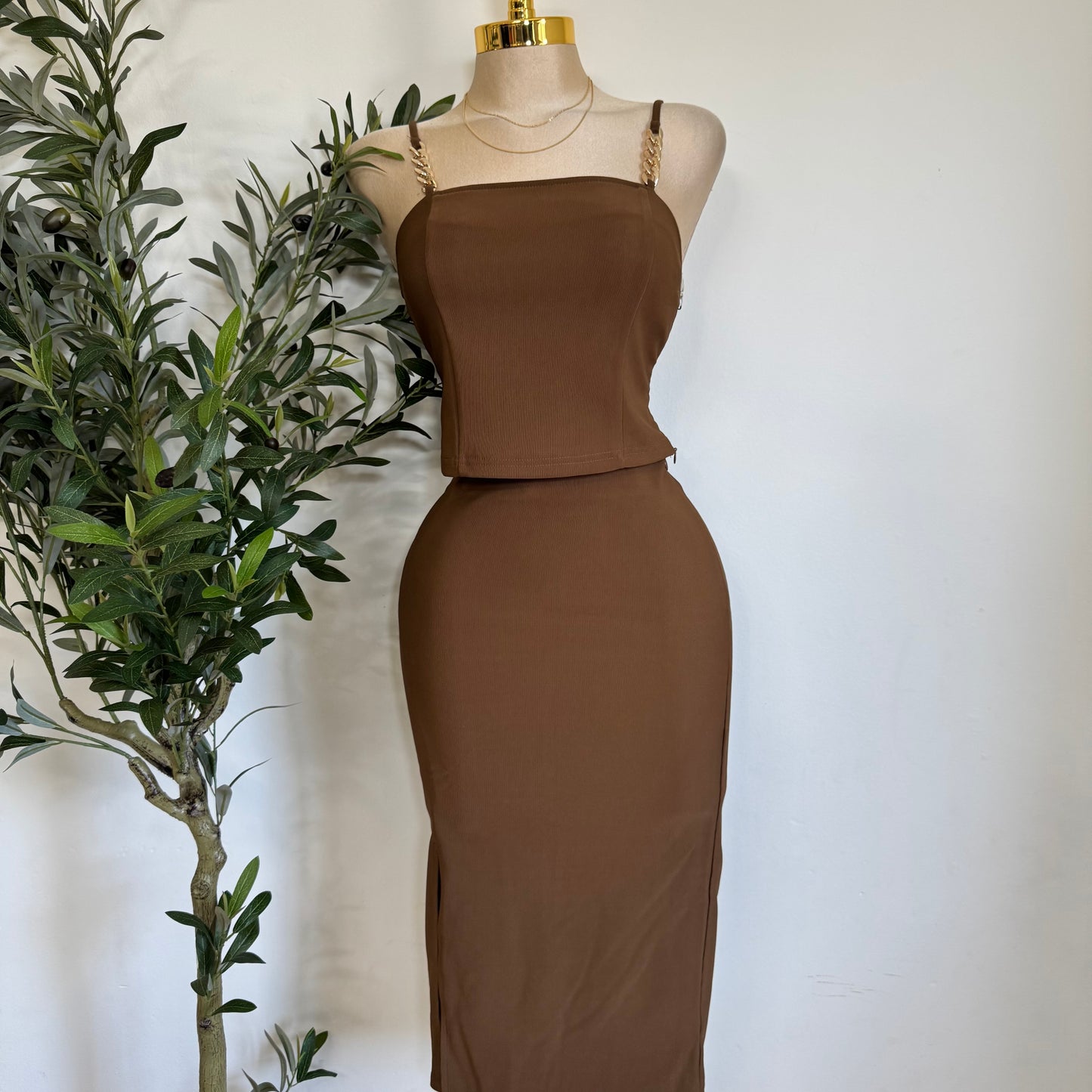 Mixy Skirt Set-Brown