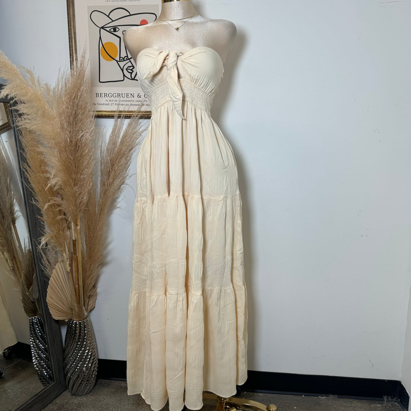 Strapless Maxi Dress-Baby Yellow