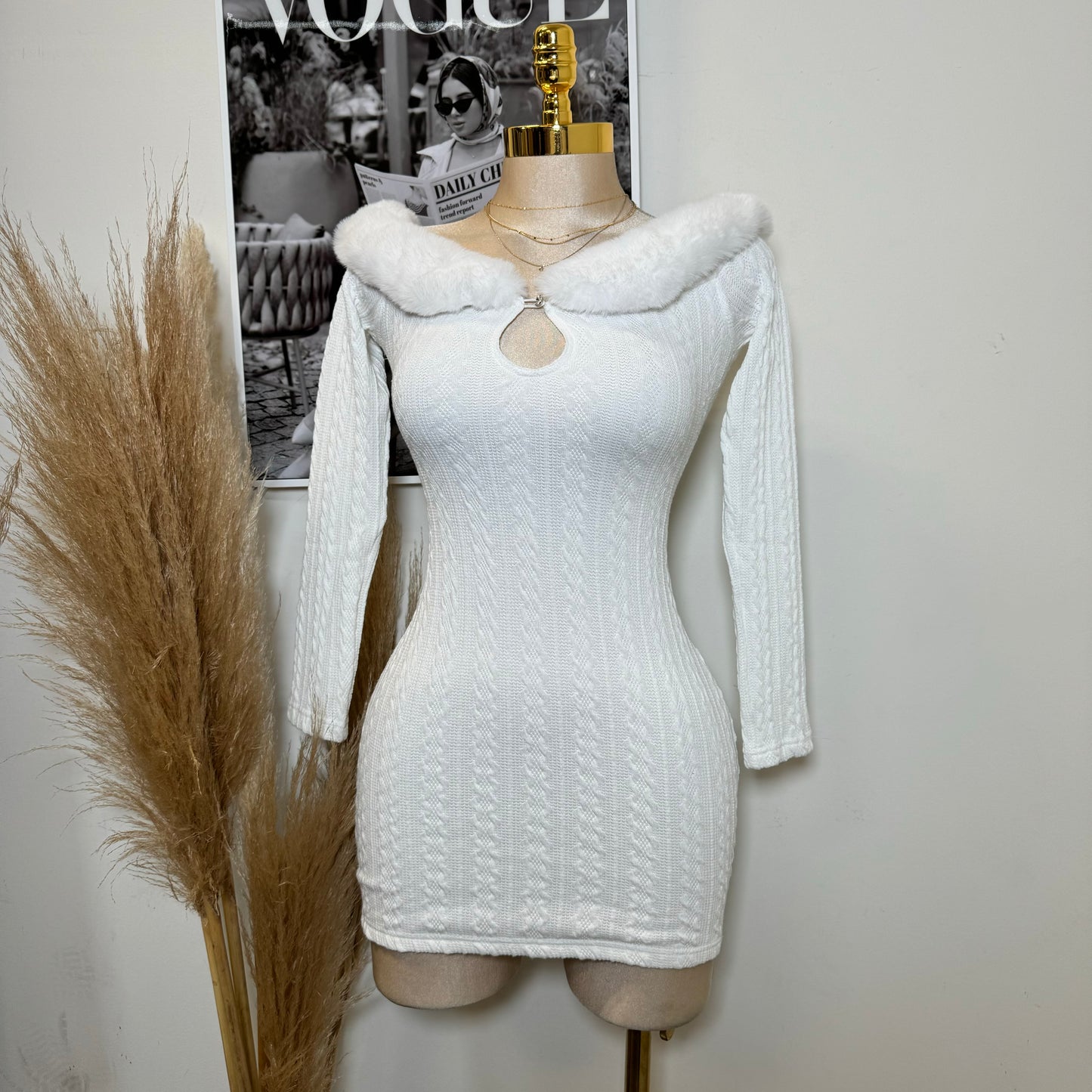 Reloj Long Sleeve Dress-White
