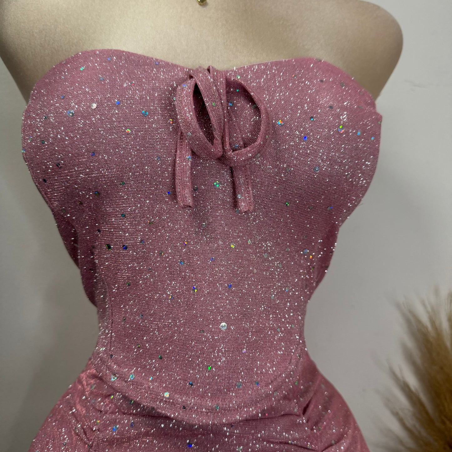 Glitter Skirt Set-Pink