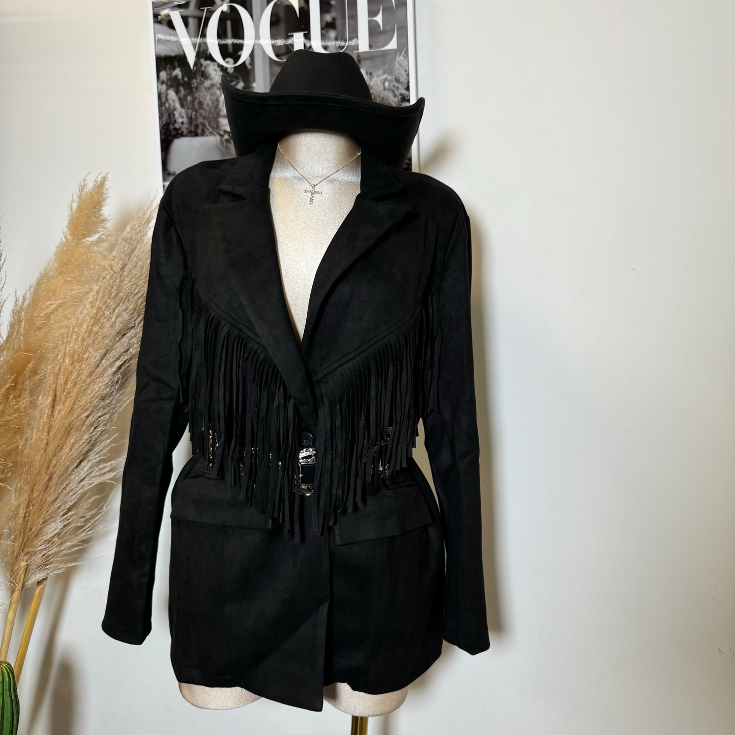 Fringe Blazer-Black