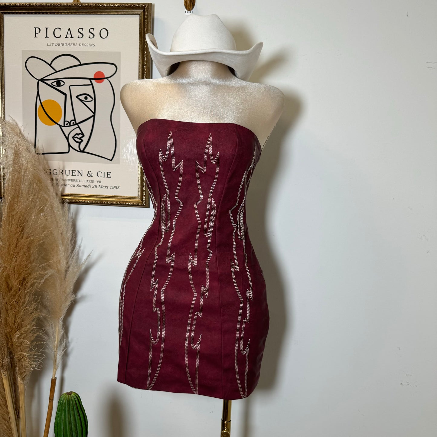 Taymara Corset Dress-Burgundy
