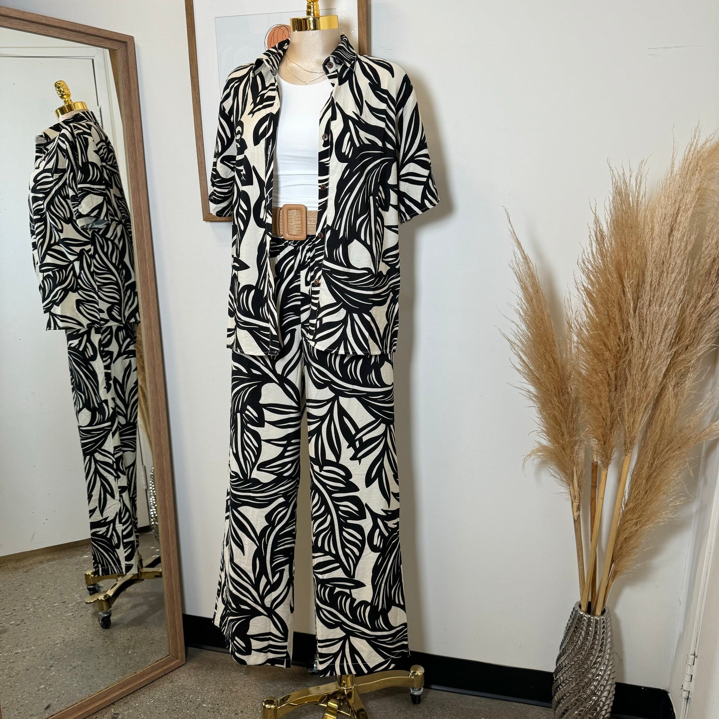 Cancun Pant Two piece Set-Black/White