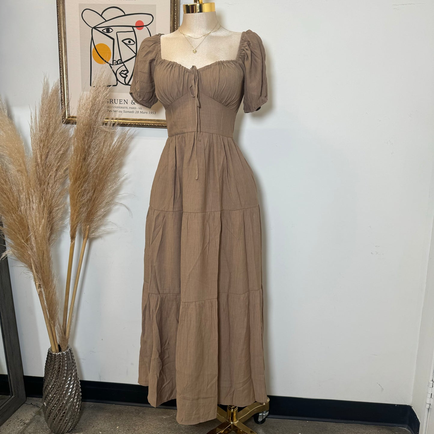 Maxi Corset Dress-Brown