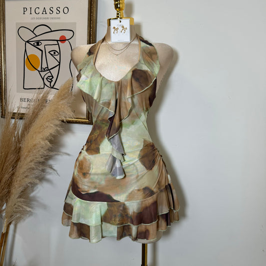 Amy  Halter Dress-Green