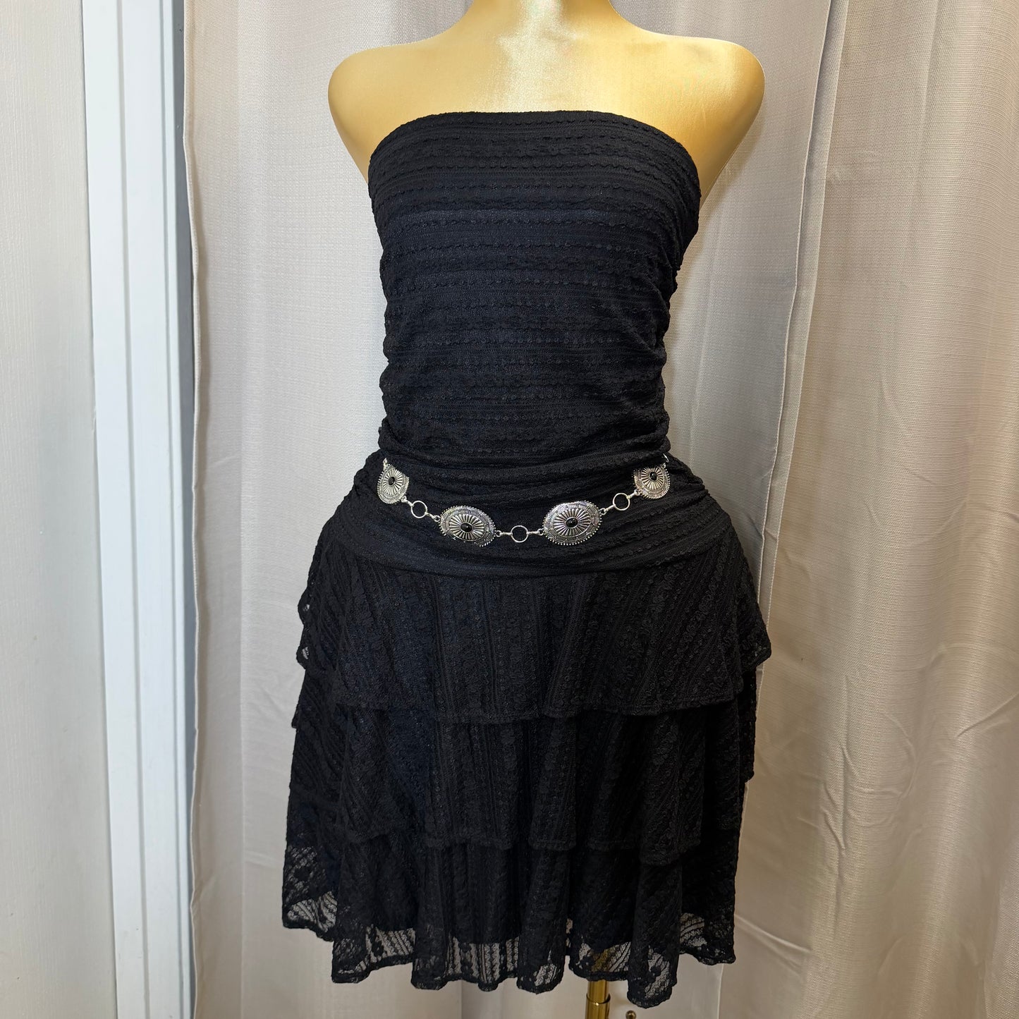 PL-Ruffle Tube Dress-Black