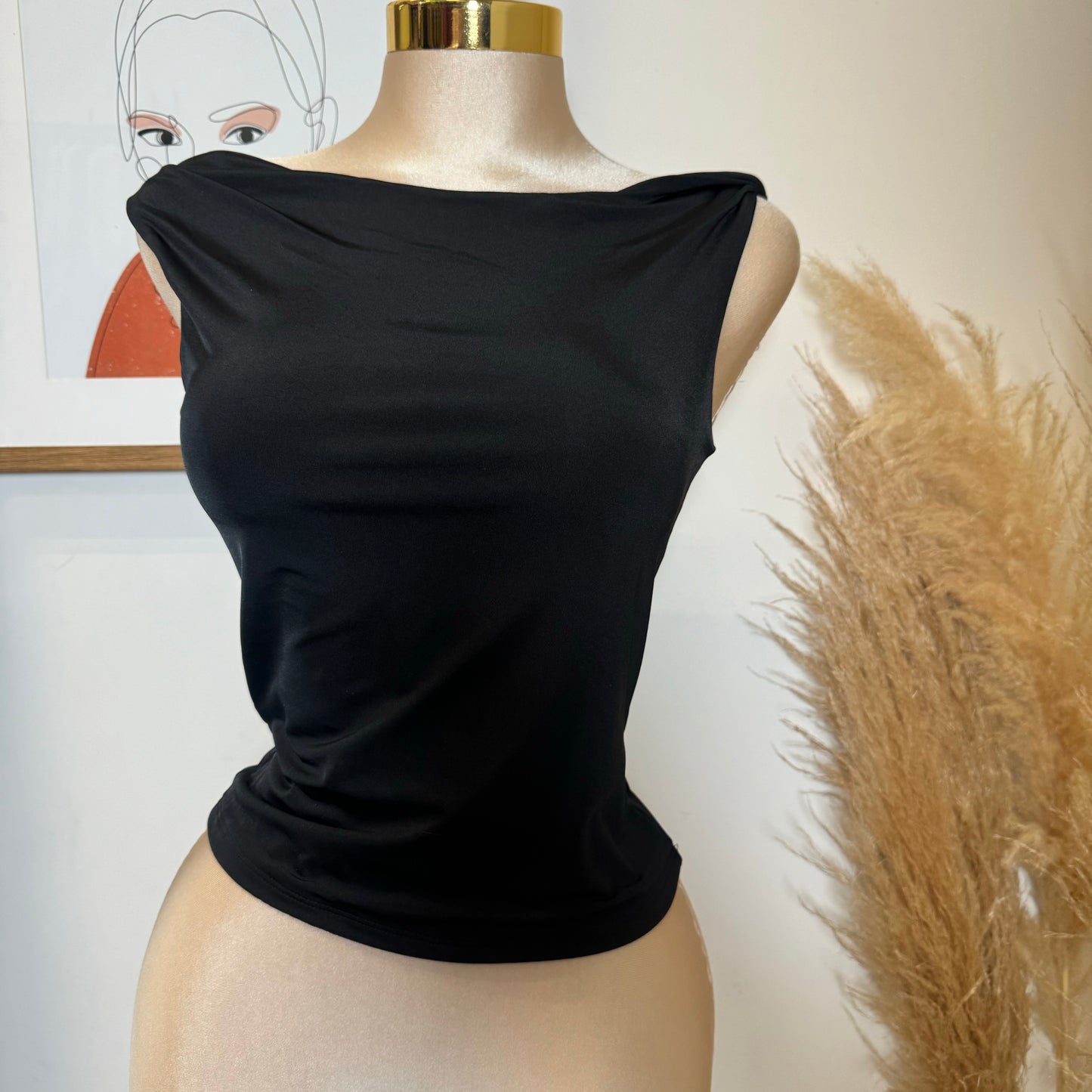 Asymmetrical Double Layered Top-Black