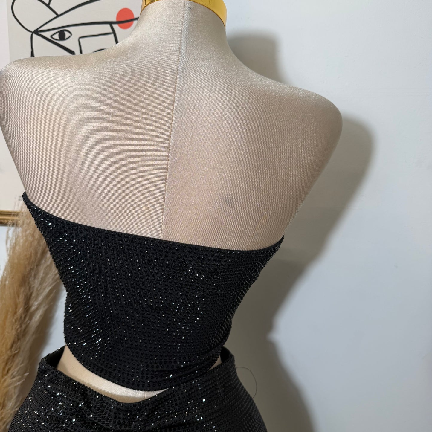 Rhinestone Tube Top-Black