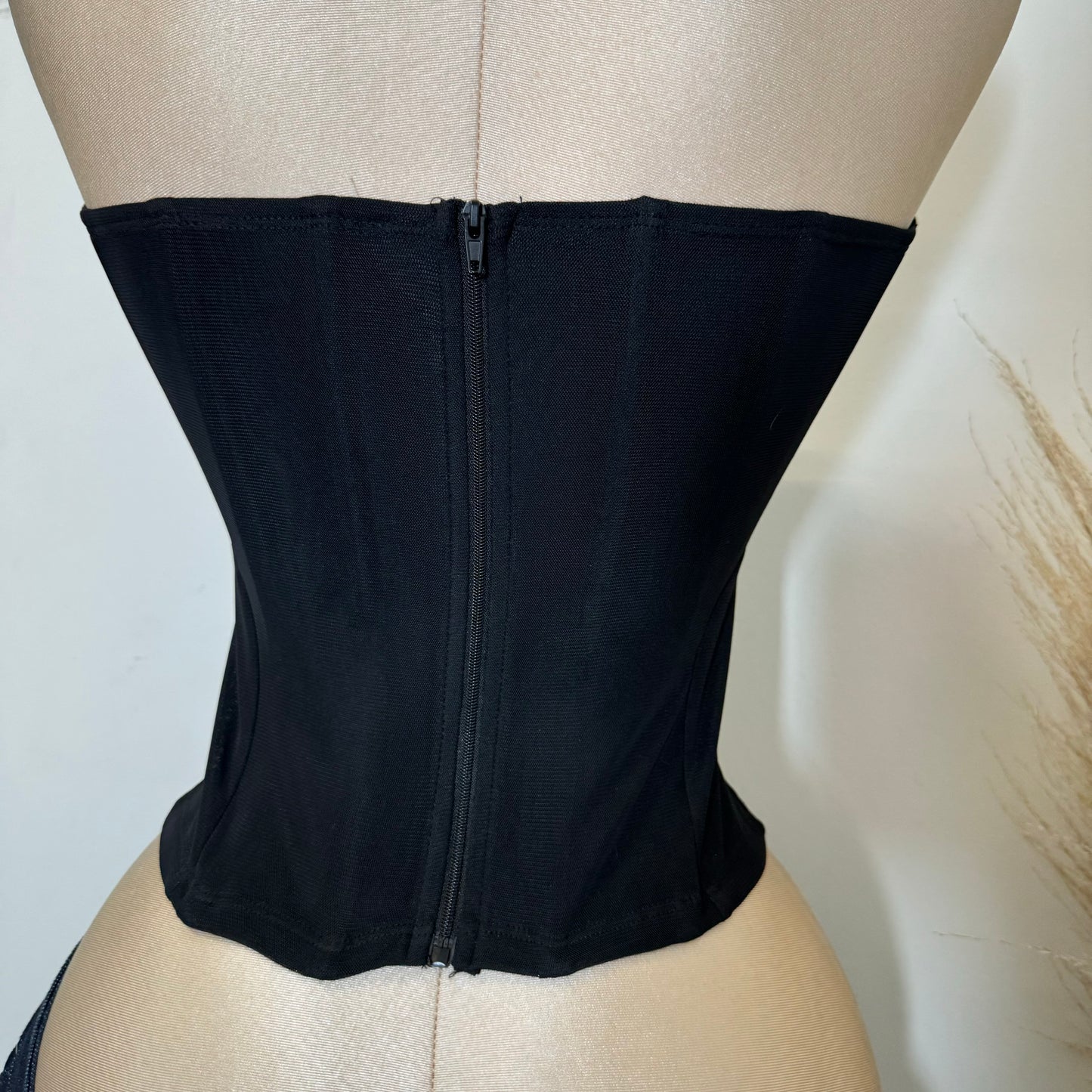 Mesh Corset Top-Black