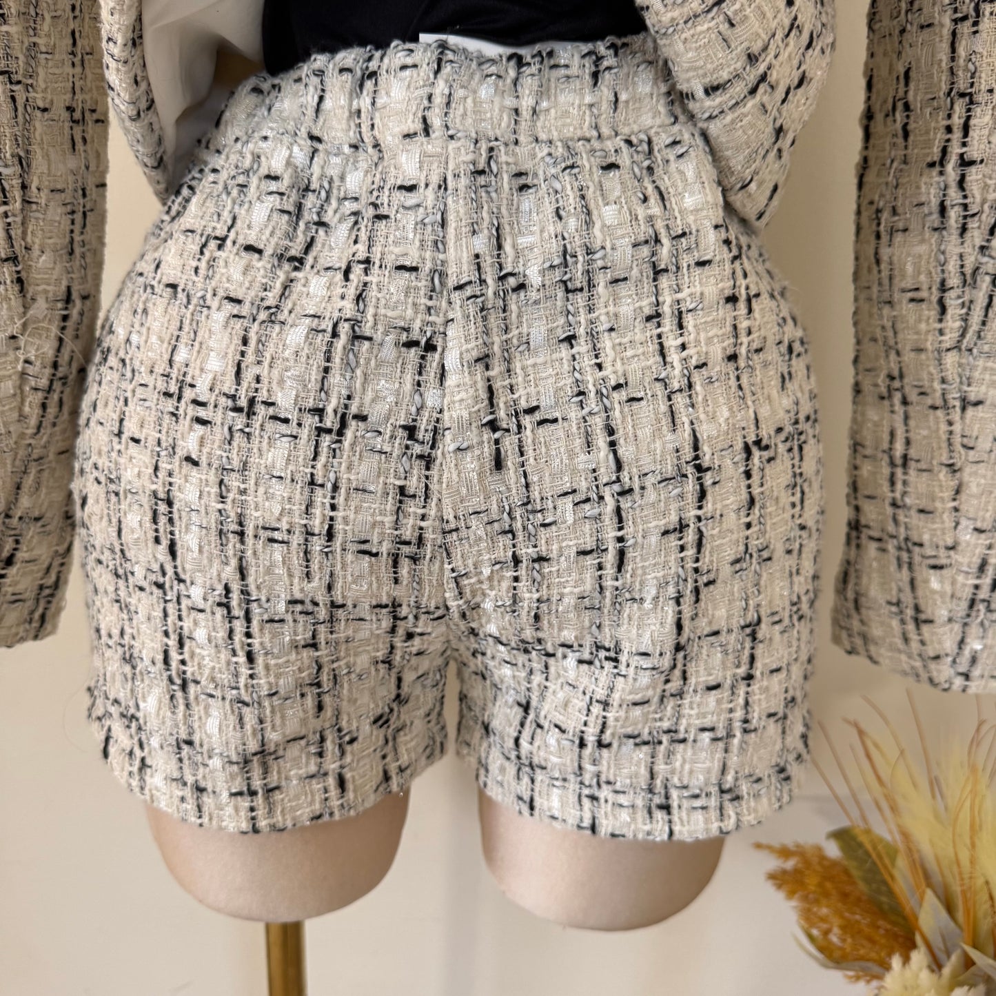 Tweed Shorts- Ivory