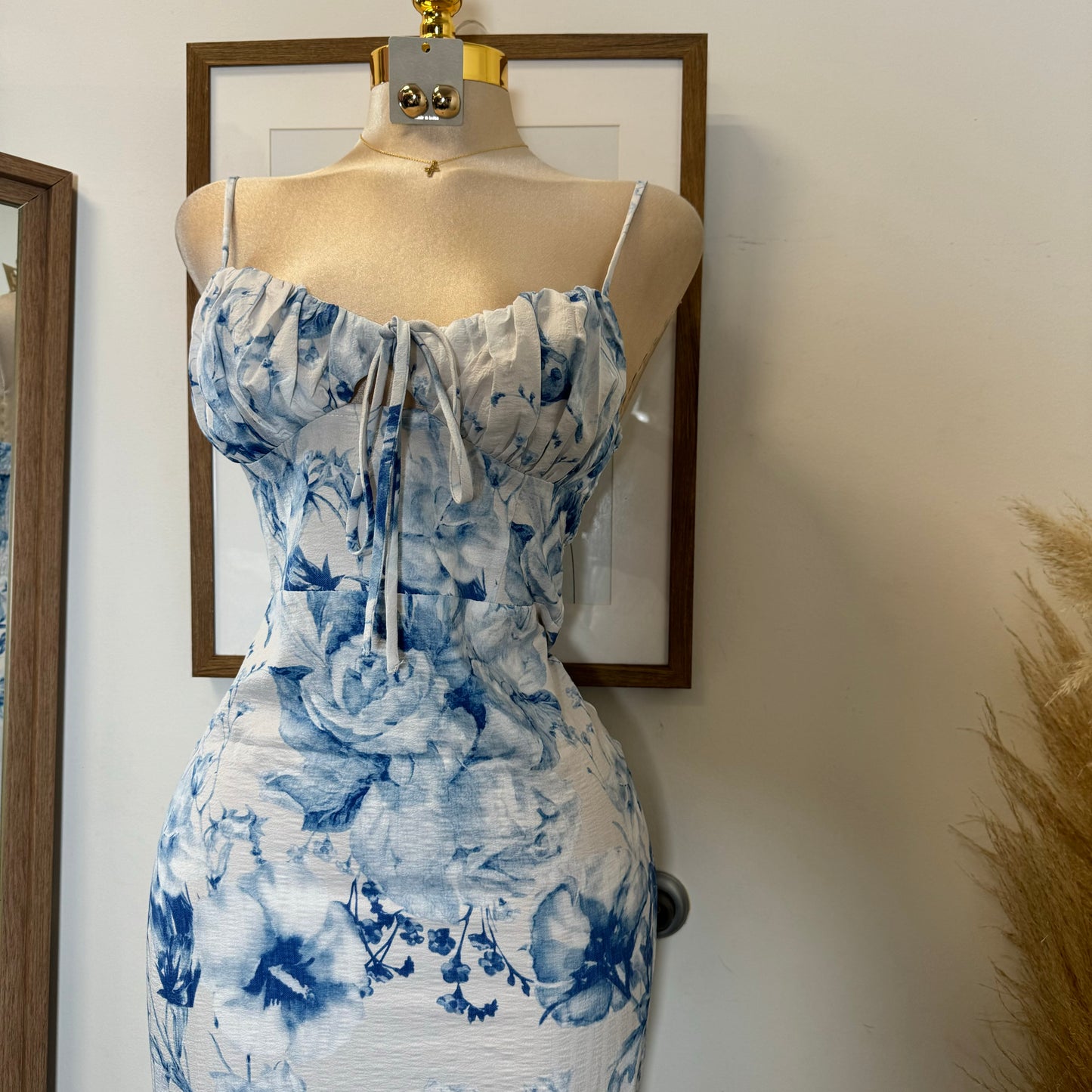 Grecia Maxi Dres-Blue/White