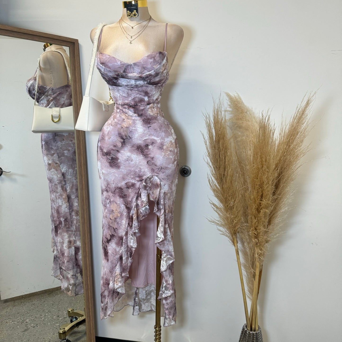 Mismaloya Lace Dress-Multi Pink