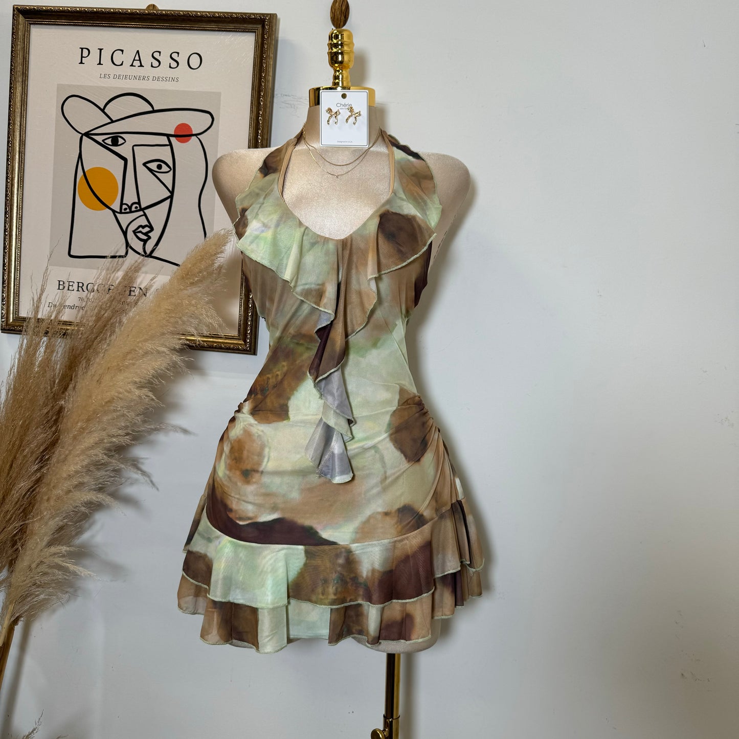Amy  Halter Dress-Green