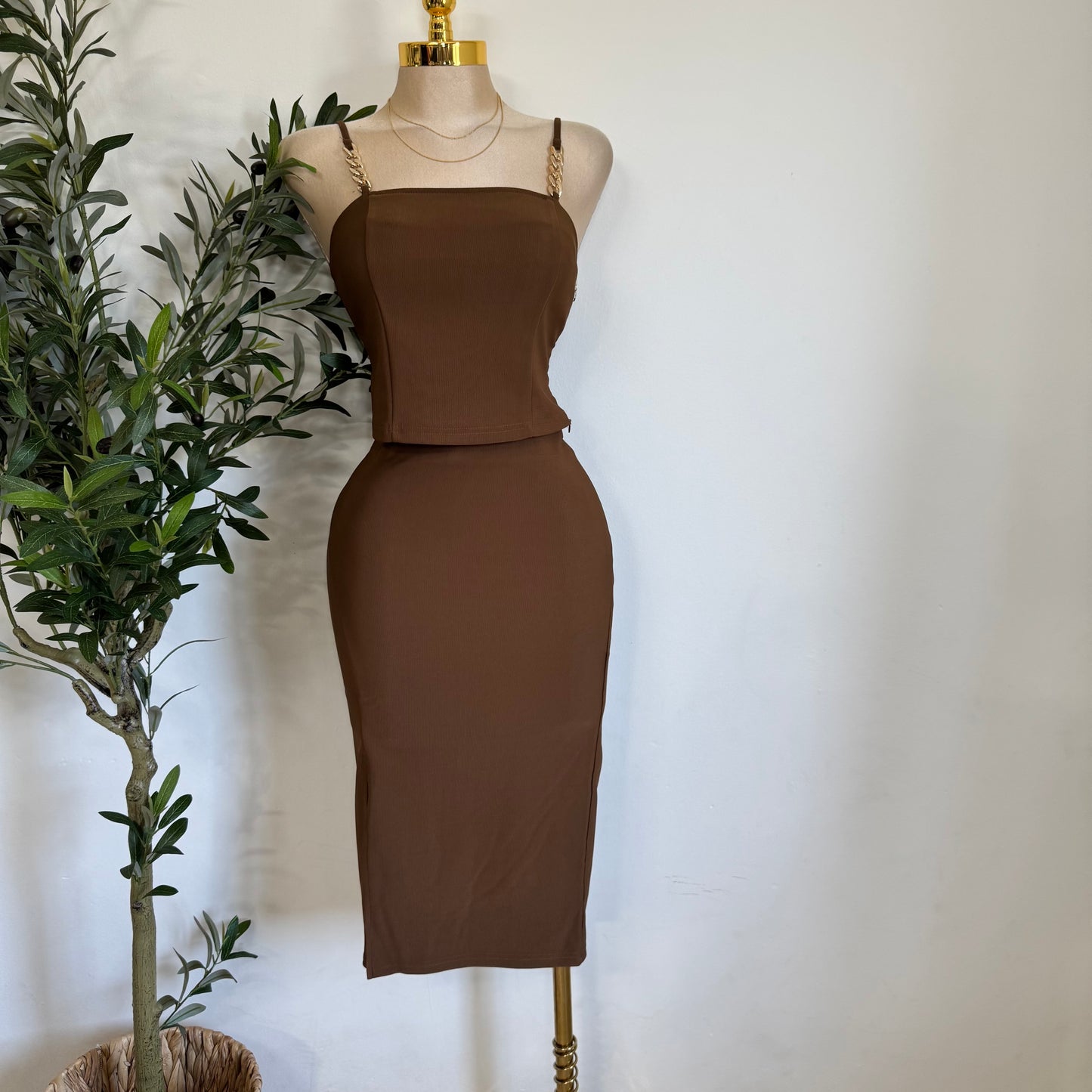 Mixy Skirt Set-Brown